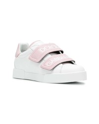 weiße Leder niedrige Sneakers von Dolce & Gabbana