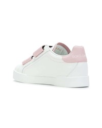 weiße Leder niedrige Sneakers von Dolce & Gabbana