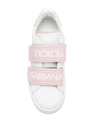 weiße Leder niedrige Sneakers von Dolce & Gabbana