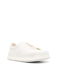 weiße Leder niedrige Sneakers von Jil Sander