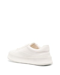 weiße Leder niedrige Sneakers von Jil Sander