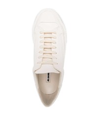 weiße Leder niedrige Sneakers von Jil Sander