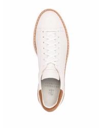 weiße Leder niedrige Sneakers von Brunello Cucinelli