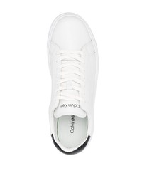 weiße Leder niedrige Sneakers von Calvin Klein