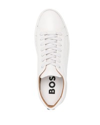 weiße Leder niedrige Sneakers von BOSS