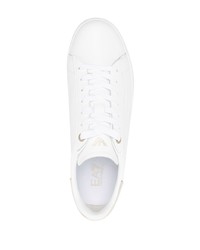 weiße Leder niedrige Sneakers von Ea7 Emporio Armani