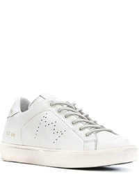 weiße Leder niedrige Sneakers von Leather Crown