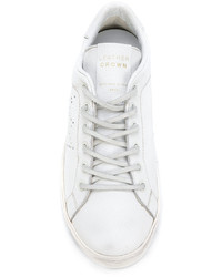 weiße Leder niedrige Sneakers von Leather Crown