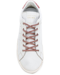 weiße Leder niedrige Sneakers von Leather Crown