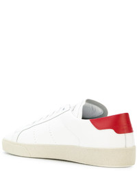 weiße Leder niedrige Sneakers von Saint Laurent