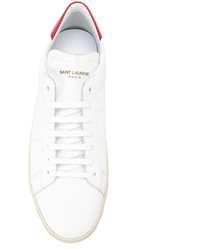 weiße Leder niedrige Sneakers von Saint Laurent