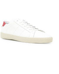 weiße Leder niedrige Sneakers von Saint Laurent