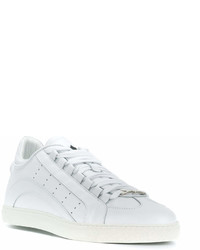 weiße Leder niedrige Sneakers von DSQUARED2