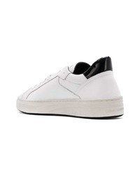 weiße Leder niedrige Sneakers von Crime London