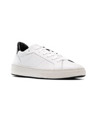 weiße Leder niedrige Sneakers von Crime London