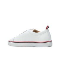 weiße Leder niedrige Sneakers von Thom Browne