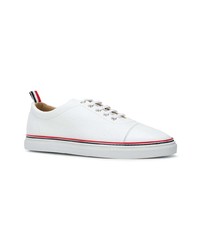 weiße Leder niedrige Sneakers von Thom Browne