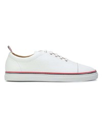 weiße Leder niedrige Sneakers von Thom Browne