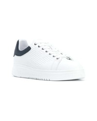 weiße Leder niedrige Sneakers von Emporio Armani