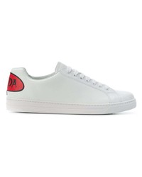 weiße Leder niedrige Sneakers von Prada