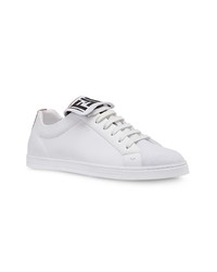 weiße Leder niedrige Sneakers von Fendi