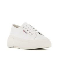 weiße Leder niedrige Sneakers von Superga