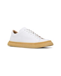 weiße Leder niedrige Sneakers von Jil Sander