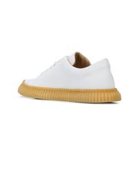 weiße Leder niedrige Sneakers von Jil Sander