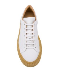 weiße Leder niedrige Sneakers von Jil Sander