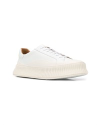 weiße Leder niedrige Sneakers von Jil Sander