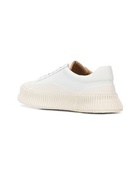 weiße Leder niedrige Sneakers von Jil Sander