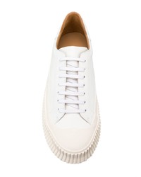 weiße Leder niedrige Sneakers von Jil Sander