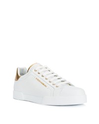 weiße Leder niedrige Sneakers von Dolce & Gabbana