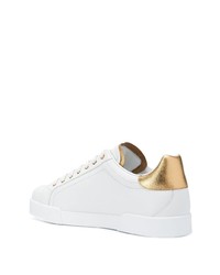 weiße Leder niedrige Sneakers von Dolce & Gabbana