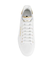 weiße Leder niedrige Sneakers von Dolce & Gabbana