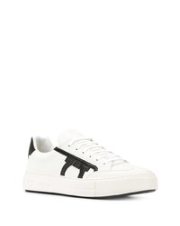 weiße Leder niedrige Sneakers von Salvatore Ferragamo