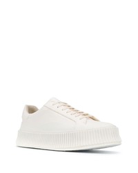 weiße Leder niedrige Sneakers von Jil Sander