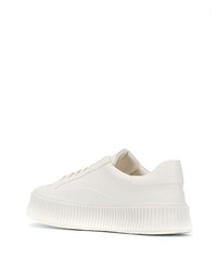 weiße Leder niedrige Sneakers von Jil Sander