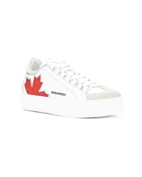 weiße Leder niedrige Sneakers von Dsquared2