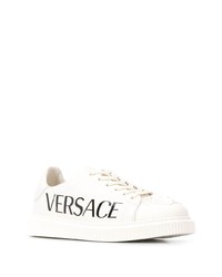 weiße Leder niedrige Sneakers von Versace