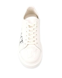 weiße Leder niedrige Sneakers von Versace