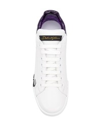 weiße Leder niedrige Sneakers von Dolce & Gabbana