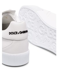 weiße Leder niedrige Sneakers von Dolce & Gabbana