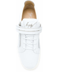 weiße Leder niedrige Sneakers von Giuseppe Zanotti Design