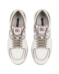 weiße Leder niedrige Sneakers von Dolce & Gabbana