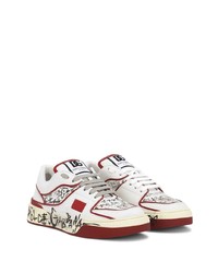 weiße Leder niedrige Sneakers von Dolce & Gabbana