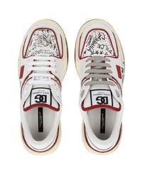 weiße Leder niedrige Sneakers von Dolce & Gabbana