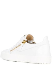 weiße Leder niedrige Sneakers von Giuseppe Zanotti Design