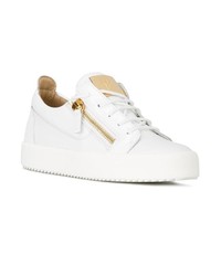 weiße Leder niedrige Sneakers von Giuseppe Zanotti Design