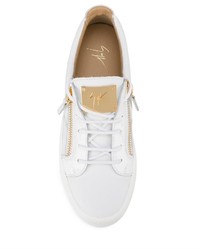 weiße Leder niedrige Sneakers von Giuseppe Zanotti Design